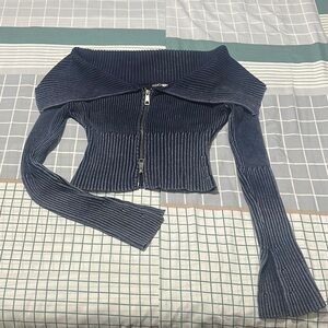 Fashion Nova Midnight Blue Ribbed Sweater